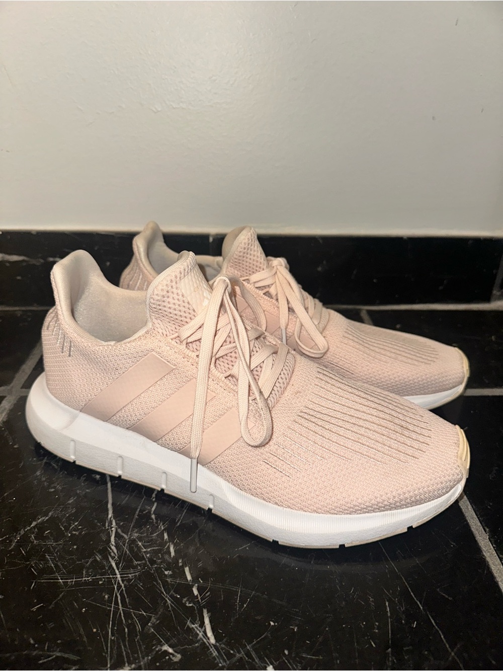 adidas Women's Blush Pink Knit Lace-Up Sneakers